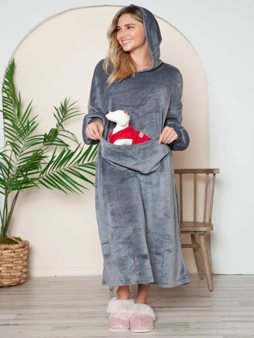 Casual Elegance Full Size Hooded Midi Dress with Pocket - Picture 7 of 16